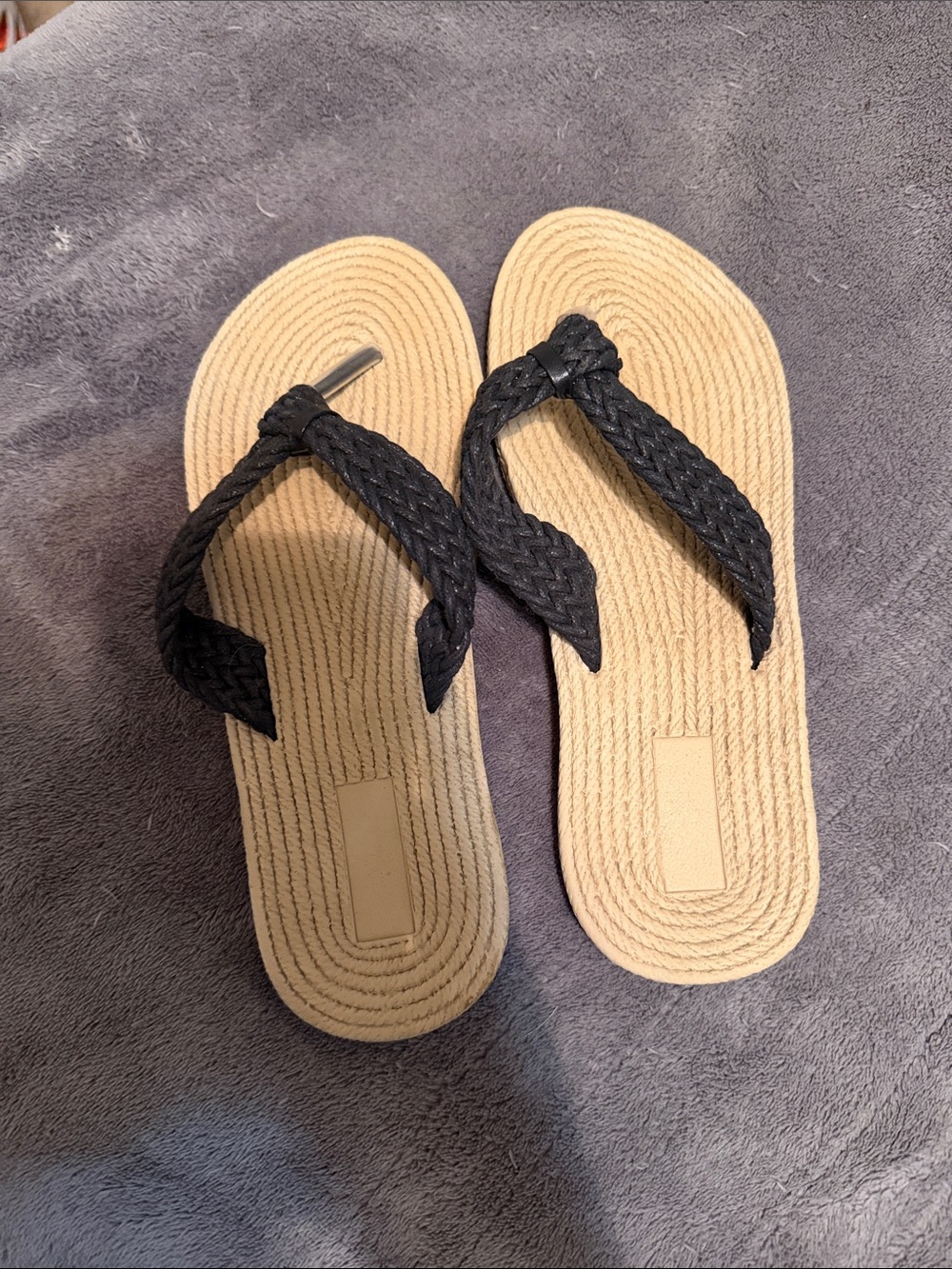 Women’s Braided Strap Flip Flop Sandals in Black and Natural